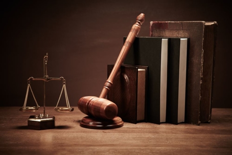 gavel and law books